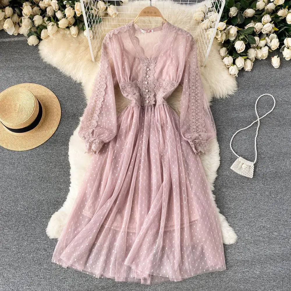 Women's Fashion Mesh Midi Dress