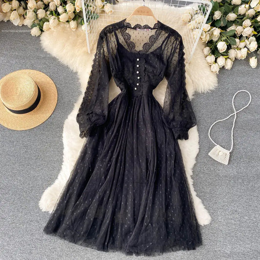 Women's Fashion Mesh Midi Dress