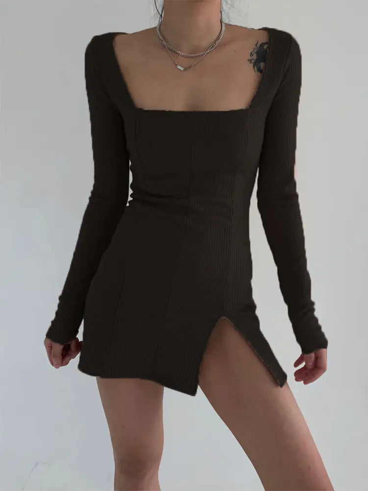 Rockmore Women's Autumn Mini Dress - Long Sleeve, Black
