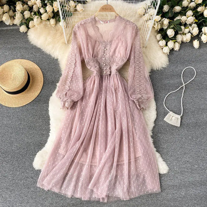 Women's Fashion Mesh Midi Dress