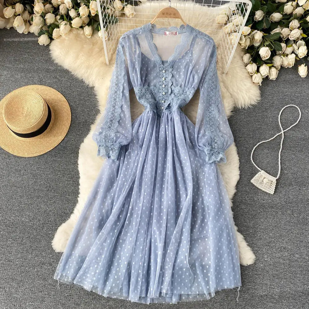 Women's Fashion Mesh Midi Dress