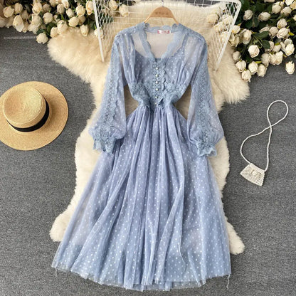 Women's Fashion Mesh Midi Dress
